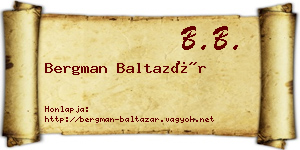 Bergman Baltazár névjegykártya